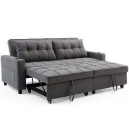 More4Homes Hudson 3-Seater Sofa Bed Linen Fabric With Cup Holders Grey - thumbnail 2
