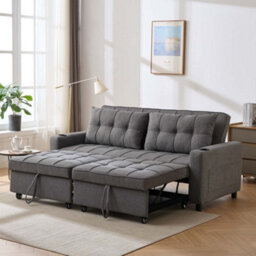 More4Homes Hudson 3-Seater Sofa Bed Linen Fabric With Cup Holders Grey - thumbnail 6