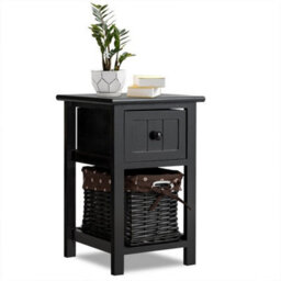 Nightstand Side Chest Of Drawers With Removable Storage Basket - thumbnail 3