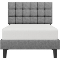 Yaheetech 90 X 190 Cm Single Upholstered Bed Frame, Modern Platform Bed Frame, Light Grey - thumbnail 2