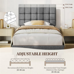 Yaheetech 90 X 190 Cm Single Upholstered Bed Frame, Modern Platform Bed Frame, Light Grey - thumbnail 5