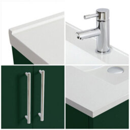 Homestylestore 810mm Dark Green Floorstanding Bathroom Vanity Unit And Chrome T Bar Handle - thumbnail 3