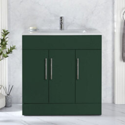 Homestylestore 810mm Dark Green Floorstanding Bathroom Vanity Unit And Chrome T Bar Handle - thumbnail 2