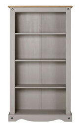 Bookcase Grey Wax Medium Display Cabinet Shelving Unit Solid Pine Living - thumbnail 4