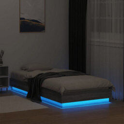 Berkfield Bed Frame Without Mattress With Led Lights Grey Sonoma 75X190 Cm Small Single - thumbnail 5