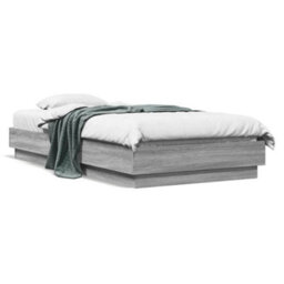 Berkfield Bed Frame Without Mattress With Led Lights Grey Sonoma 75X190 Cm Small Single - thumbnail 1
