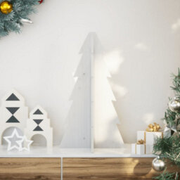 Berkfield Wooden Christmas Tree For Decoration White 69.5 Cm Solid Wood Pine
