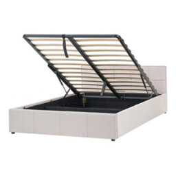 Beliani Ottoman Bed Lauresses Fabric Light Beige 120 X 200 Cm (Eu Small Double) - thumbnail 1