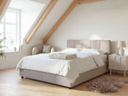 Beliani Ottoman Bed Lauresses Fabric Light Beige 120 X 200 Cm (Eu Small Double) - thumbnail 2