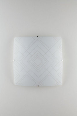 Luminosa Lighting Luminosa Vector Decorative Flush Ceiling Light, Glossy White Glass, E27