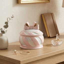 Garden Greatness Resin Bow Candy Cane Trinket Box - thumbnail 1