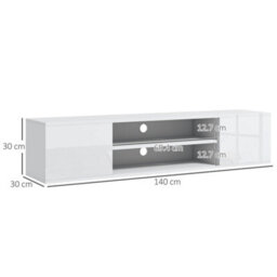 Wyld Haus Lumipa 140Cm High Gloss White Floating Tv Stand With Shelves And Doors For Tvs Up To 60 Inches - thumbnail 3