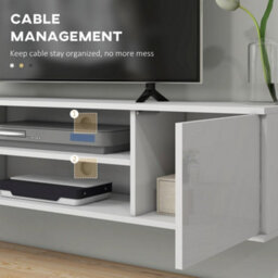 Wyld Haus Lumipa 140Cm High Gloss White Floating Tv Stand With Shelves And Doors For Tvs Up To 60 Inches - thumbnail 7