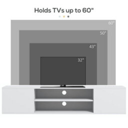 Wyld Haus Lumipa 140Cm High Gloss White Floating Tv Stand With Shelves And Doors For Tvs Up To 60 Inches - thumbnail 8