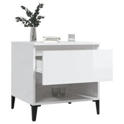 Berkfield Side Table High Gloss White 50X46X50 Cm Engineered Wood - thumbnail 5
