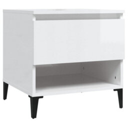Berkfield Side Table High Gloss White 50X46X50 Cm Engineered Wood - thumbnail 2