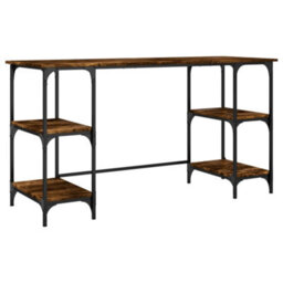 Berkfield Desk Smoked Oak 140X50X75 Cm Metal And Engineered Wood - thumbnail 2