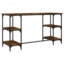 Berkfield Desk Smoked Oak 140X50X75 Cm Metal And Engineered Wood - thumbnail 7