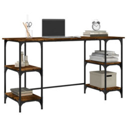 Berkfield Desk Smoked Oak 140X50X75 Cm Metal And Engineered Wood - thumbnail 4