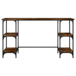 Berkfield Desk Smoked Oak 140X50X75 Cm Metal And Engineered Wood - thumbnail 5