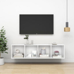 Berkfield Wall-Mounted Tv Cabinet White 37X37X142.5 Cm Engineered Wood - thumbnail 1