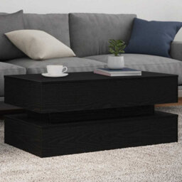 Berkfield Coffee Table With Led Lights Black Oak 90X50X40 Cm - thumbnail 4