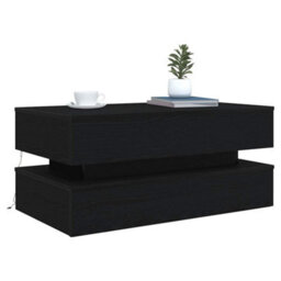 Berkfield Coffee Table With Led Lights Black Oak 90X50X40 Cm - thumbnail 6