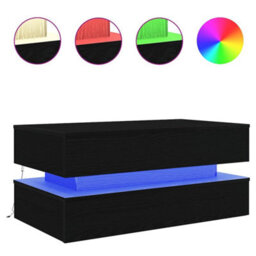 Berkfield Coffee Table With Led Lights Black Oak 90X50X40 Cm - thumbnail 3