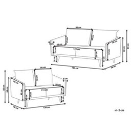 Beliani Living Room Set 5 Seater Maura Velvet Grey - thumbnail 3