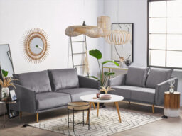 Beliani Living Room Set 5 Seater Maura Velvet Grey - thumbnail 2