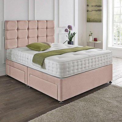 Dining Tables Rio Matching Headboard Divan Set, 2 Drawer On Same Side With Sprung 1500 Comfort Mattress - Double - image 1