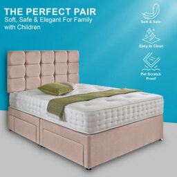 Dining Tables Rio Matching Headboard Divan Set, 2 Drawer On Same Side With Sprung 1500 Comfort Mattress - Double - thumbnail 2
