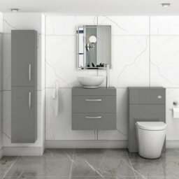 Royal Bathrooms 600mm Wall Hung Vanity Unit 2 Drawer Indigo Grey Gloss & Breeze Countertop Basin - thumbnail 2