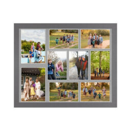 AK Frames 20X16 Dark Grey Modern Multi Photo Frame With Silver Mount - Holds 9 Apertures (2X) 7X5, (7X) 6X4 Photos