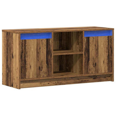 Berkfield Durable Tv Cabinet With Led Lights - Old Wood, 100X34X50 Cm In Engineered Wood.