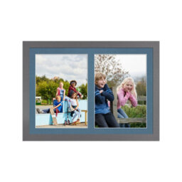 AK Frames 20X14 Dark Grey Modern Multi Photo Frame With Pompadour Mount - Holds 2 Apertures (2X) A4 Photos