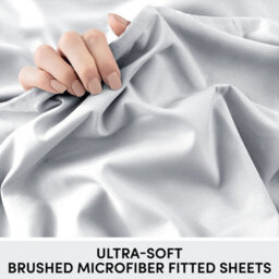Ameha Plain Microfiber Fitted Sheet 25Cm Deep Pocket- Hypoallergenic Easy Care King Silver Fitted Bedsheet (152X200 Cm) - thumbnail 6