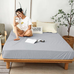 Ameha Plain Microfiber Fitted Sheet 25Cm Deep Pocket- Hypoallergenic Easy Care King Silver Fitted Bedsheet (152X200 Cm) - thumbnail 2