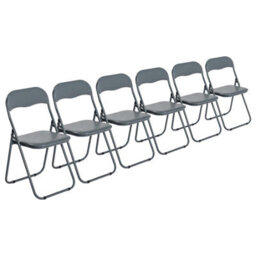 Harbour Housewares 6X Padded Folding Chairs - Grey - Metal Frame Easy Store Portable Folding Seats