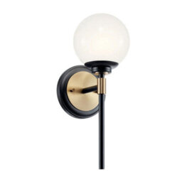 Luminosa Lighting Elstead Kichler Benno Bathroom Wall Lamp Contemporary Black, Champagne Bronze 3000K Ip44 1X G9