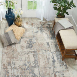 Beige Grey Abstract Luxurious Modern Easy To Clean Rug For Dining Room Bed Room And Living Room-66 X 230Cm (Runner) - thumbnail 1