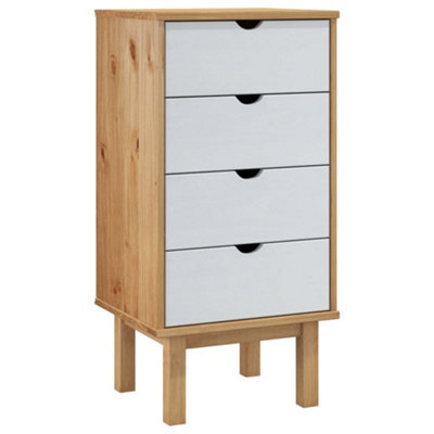 Berkfield Classic Drawer Cabinet Otta Brown&white 45X39X90Cm Solid Wood Pine