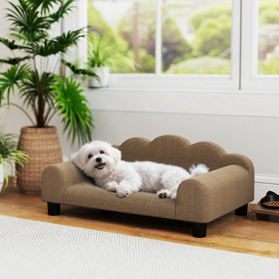 Pawhut Dog Sofa Bed, Cat Sofa With Backrest, Armrest, For Small Dogs, Brown - image 1