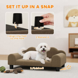 Pawhut Dog Sofa Bed, Cat Sofa With Backrest, Armrest, For Small Dogs, Brown - thumbnail 7