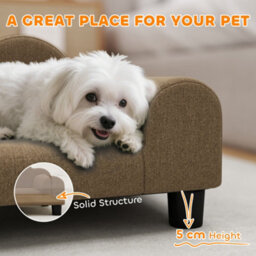 Pawhut Dog Sofa Bed, Cat Sofa With Backrest, Armrest, For Small Dogs, Brown - thumbnail 6