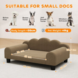 Pawhut Dog Sofa Bed, Cat Sofa With Backrest, Armrest, For Small Dogs, Brown - thumbnail 3