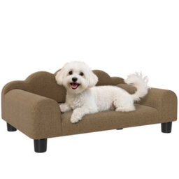 Pawhut Dog Sofa Bed, Cat Sofa With Backrest, Armrest, For Small Dogs, Brown - thumbnail 2