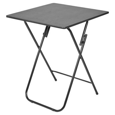 Urbn-Living Urbnliving Height 75Cm Large Folding Side Table Patio Indoor Outdoor Furniture Colour Black Coffee Drink Summer Metal Legs - image 1