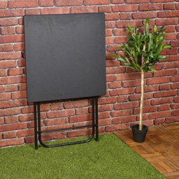 Urbn-Living Urbnliving Height 75Cm Large Folding Side Table Patio Indoor Outdoor Furniture Colour Black Coffee Drink Summer Metal Legs - thumbnail 3