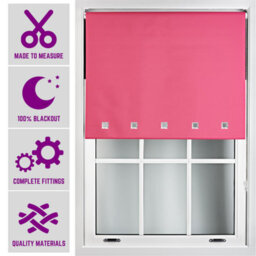Furnished Made To Measure Blackout Roller Blinds With Square Eyelets - Fuchsia Pink Roller Blind (W)150Cm (L)210Cm